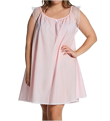 Amanda Rich Plus Short Sleeve with Lace Trim Cotton Gown 106-80X