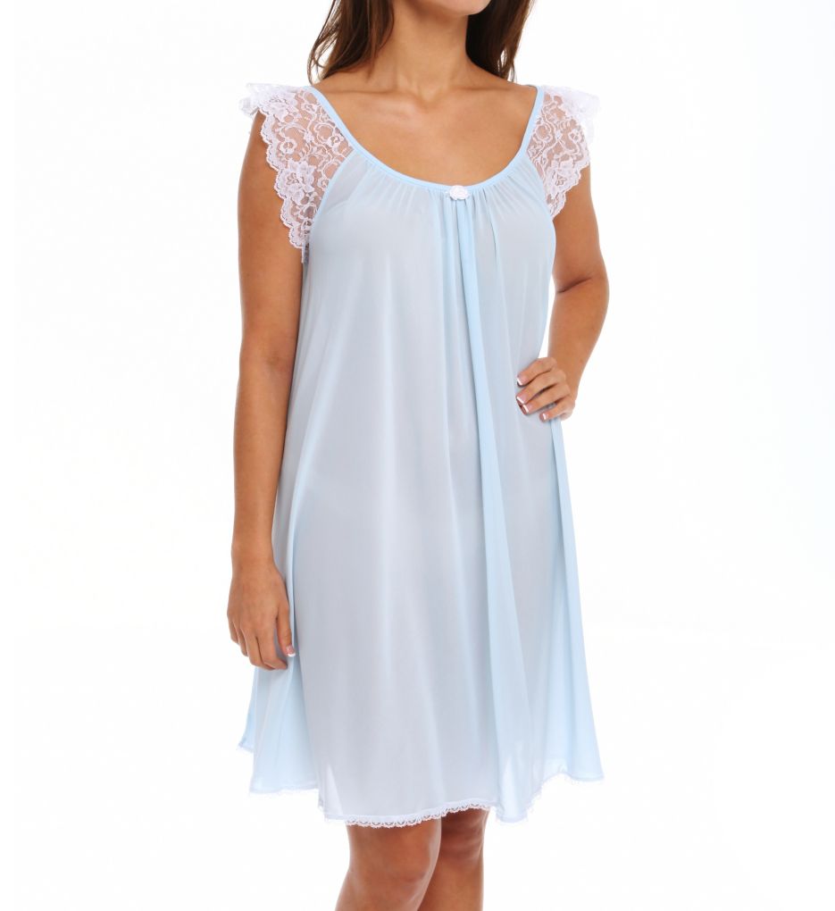 Lace Cap Sleeve Knee Length Nightgown-acs