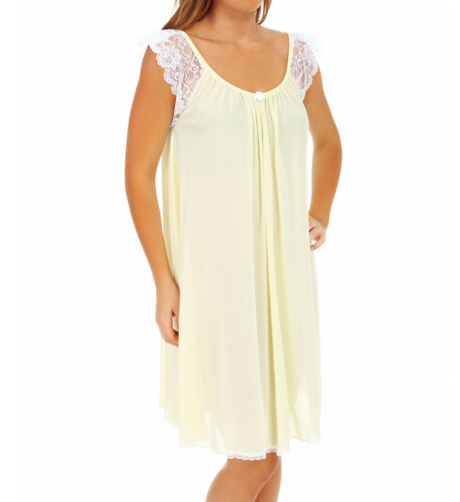 Lace Cap Sleeve Knee Length Nightgown-acs