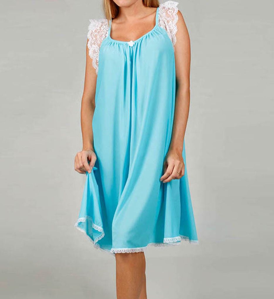 Lace Cap Sleeve Knee Length Nightgown-acs