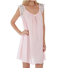 Lace Cap Knee Length Gown Light Pink XS