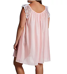 Plus Lace Cap Knee Length Gown Light Pink XL