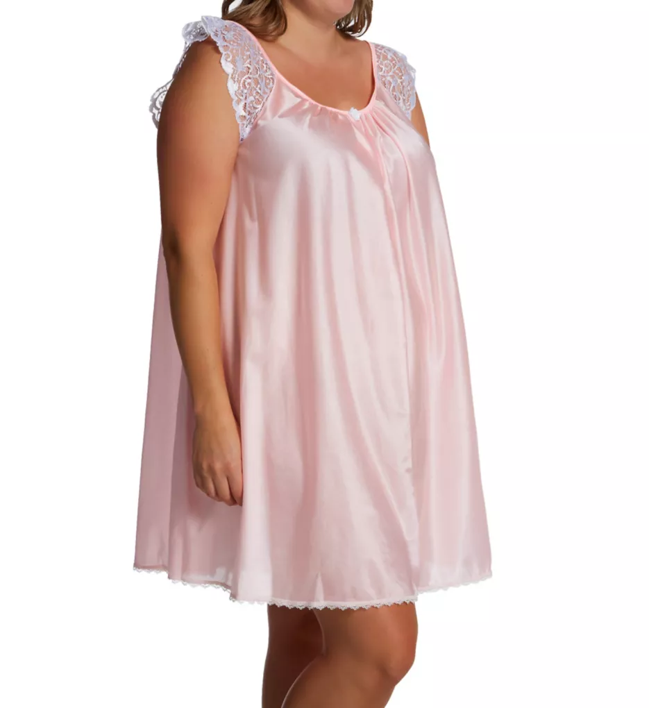 Amanda Rich Plus Lace Cap Knee Length Gown 106-SHX - Image 1