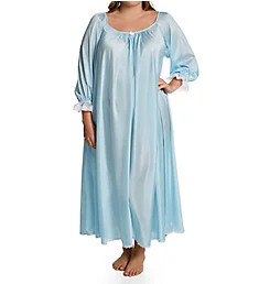 Plus Long Sleeve Ankle Length Gown Blue XL