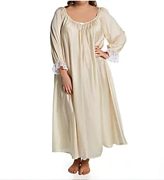 Plus Long Sleeve Ankle Length Gown Champagne XL
