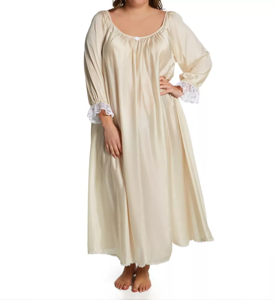 Plus Long Sleeve Ankle Length Gown Champagne XL
