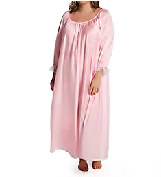 Plus Long Sleeve Ankle Length Gown Light Pink XL