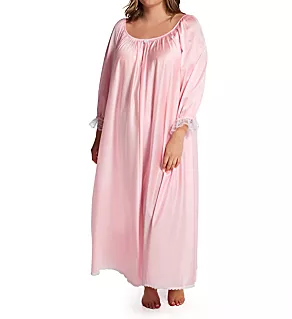 Plus Long Sleeve Ankle Length Gown Light Pink 2X
