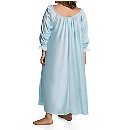 Plus Long Sleeve Ankle Length Gown Blue XL