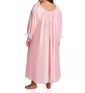 Plus Long Sleeve Ankle Length Gown Light Pink 2X