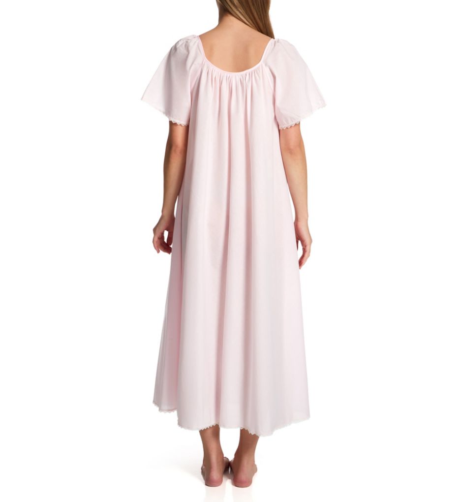 Short Sleeve Long Gown with Eyelet Trim-bs