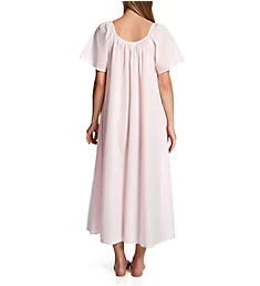 Short Sleeve Long Gown with Eyelet Trim Pink XS