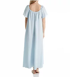 Short Sleeve Long Gown with Eyelet Trim Blue S
