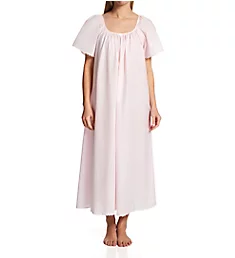 Short Sleeve Long Gown with Eyelet Trim