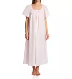 Short Sleeve Long Gown with Eyelet Trim