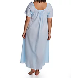 Plus Short Sleeve Long Gown with Eyelet Trim