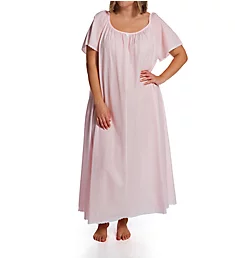 Plus Short Sleeve Long Gown with Eyelet Trim