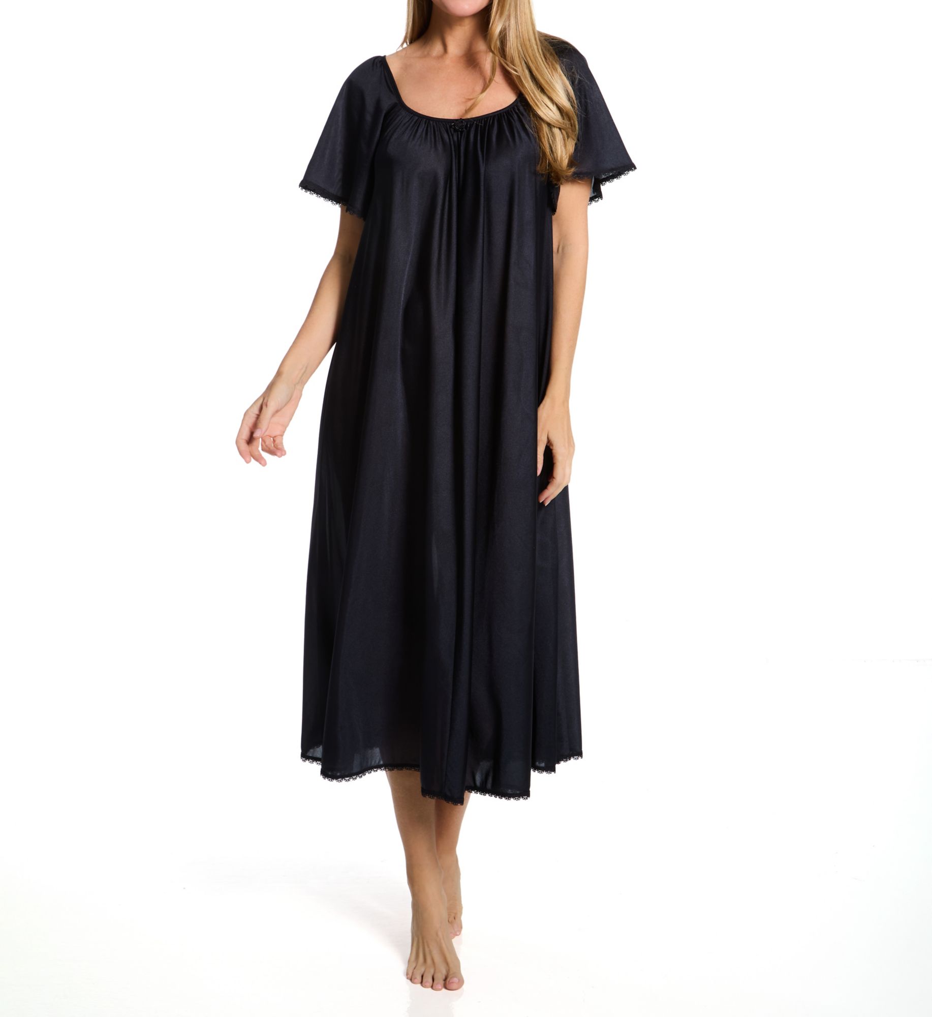 Amanda Rich Women's Cap Sleeve Ankle Length Gown in Black | Size: Medium | HerRoom.com
