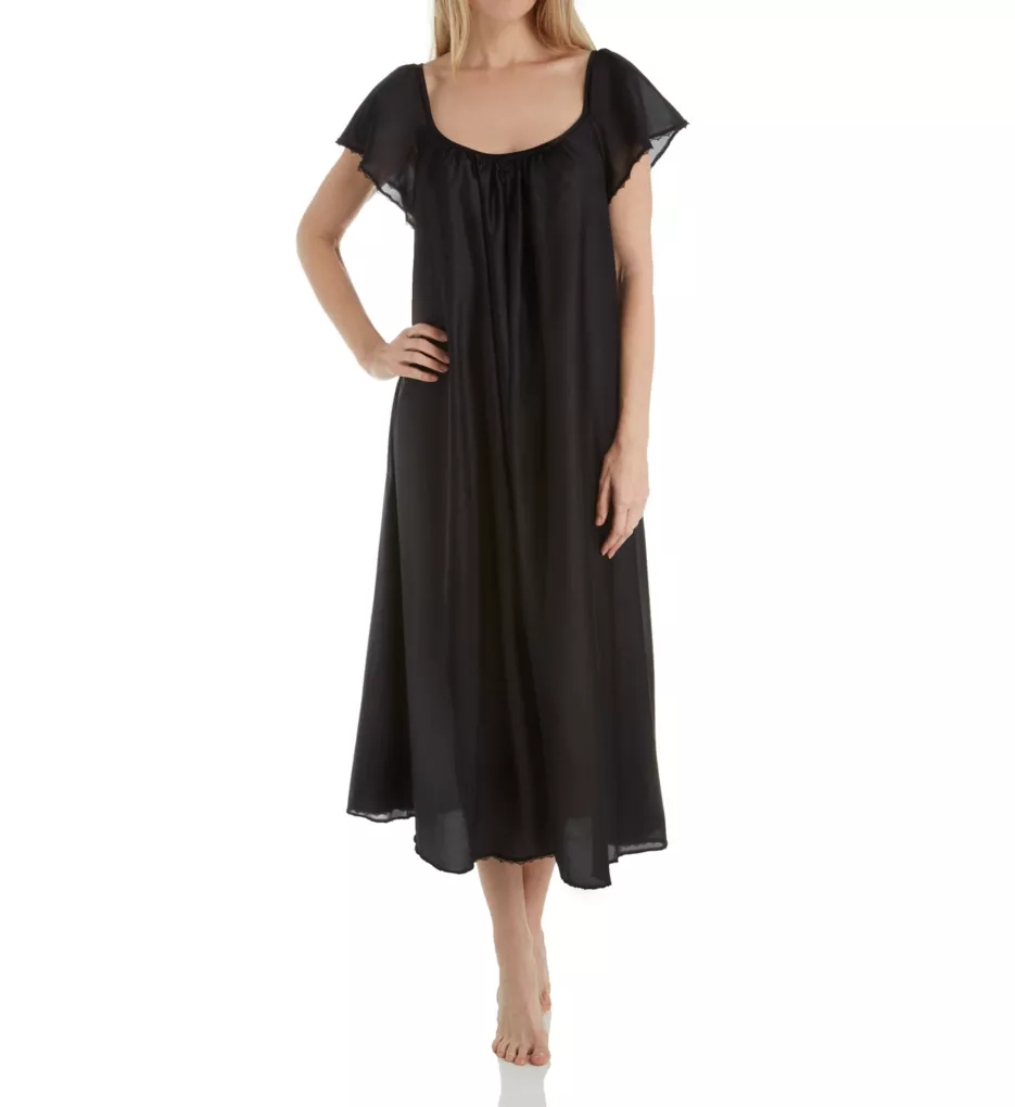 Cap Sleeve Ankle Length Gown Black XS