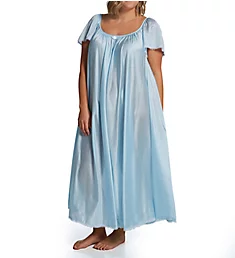 Plus Cap Sleeve Ankle Length Gown Blue XL