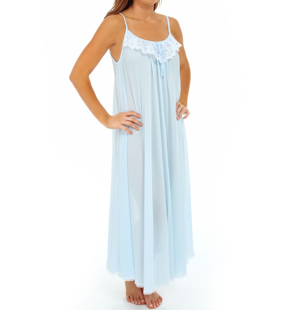 Lace Trim Ankle Length Nightgown-acs