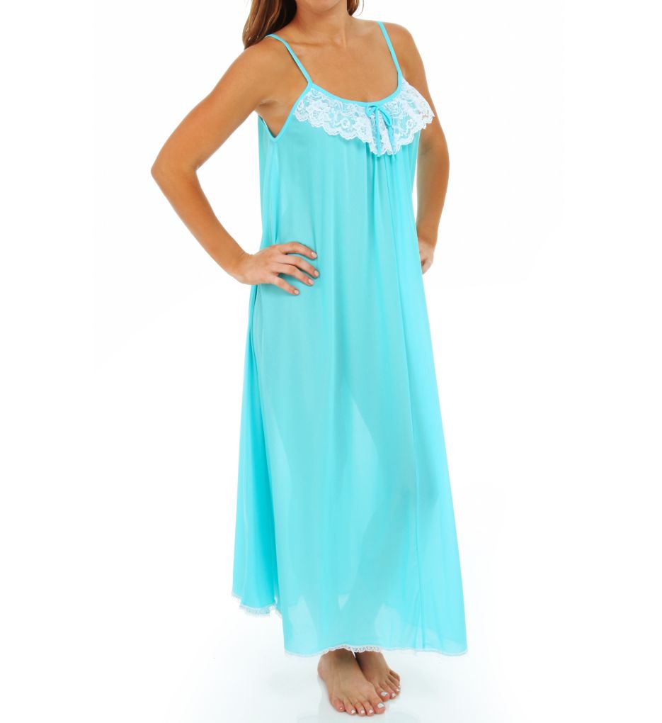 Lace Trim Ankle Length Nightgown-acs