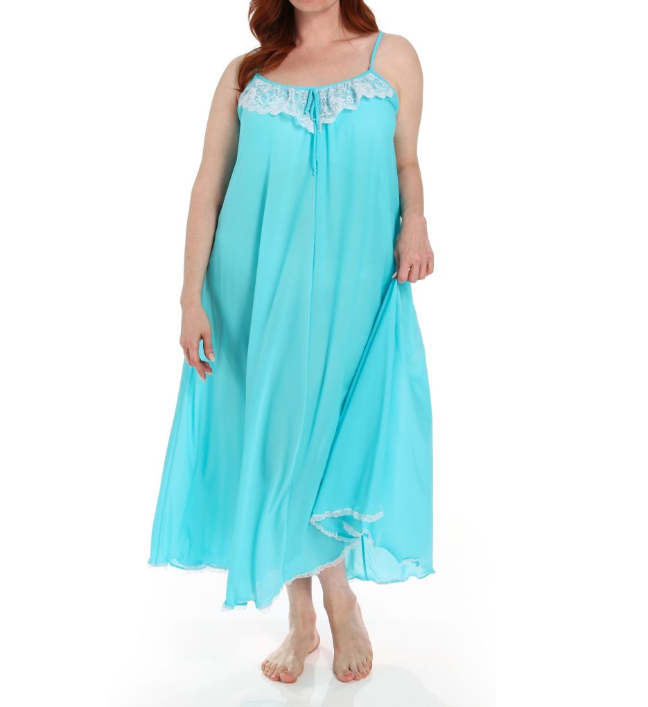 Lace Trim Ankle Length Nightgown-cs1
