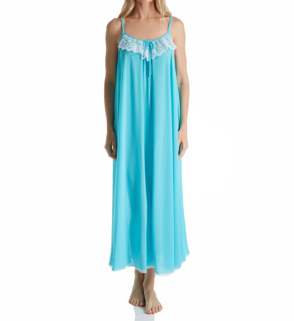 Lace Trim Ankle Length Nightgown-fs