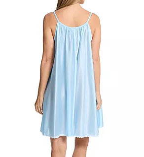 Spaghetti Strap Lace Trim Knee Length Gown Blue L