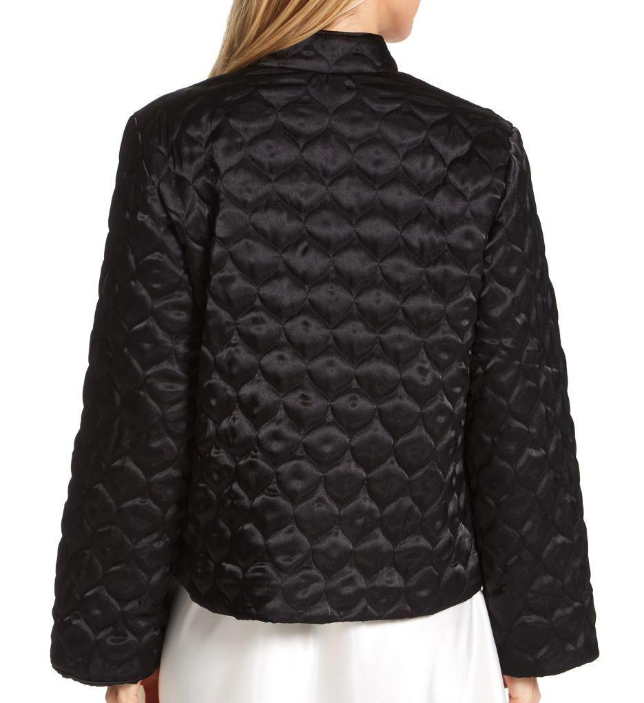 Amanda Rich Quilted Satin Bed Jacket Black M  - Image 2