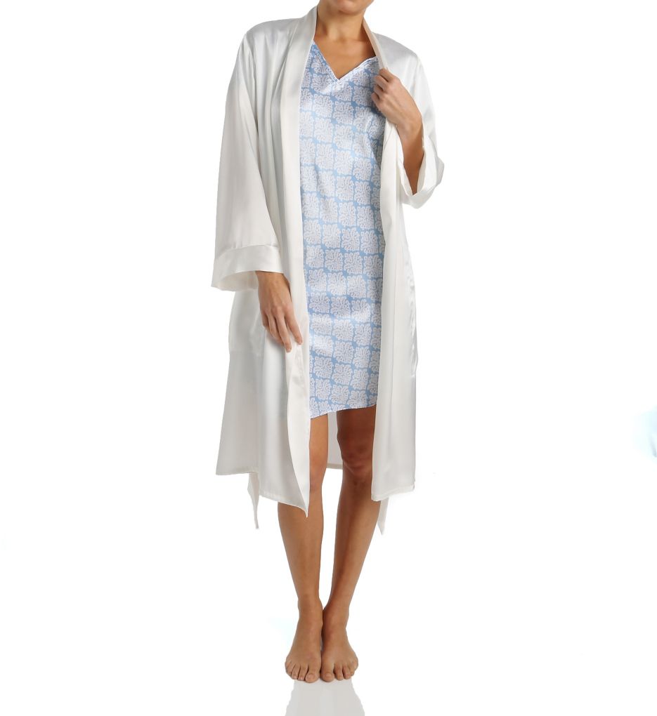 Satin Knee Length Wrap Robe-cs1