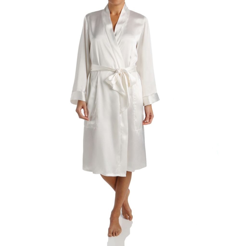 Satin Knee Length Wrap Robe-fs