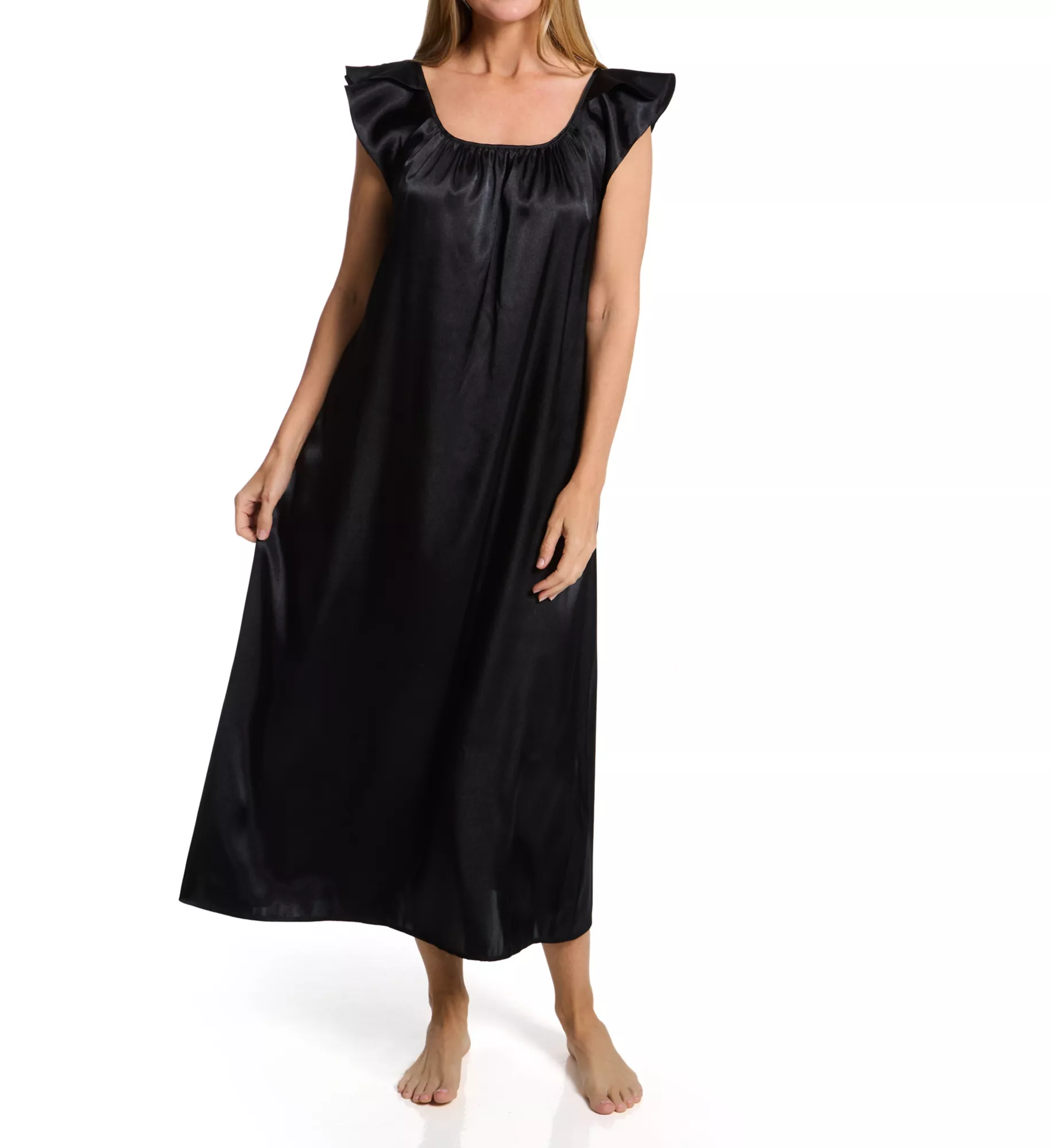 Flutter Sleeves Long Gown with Slit Gold Plus Size