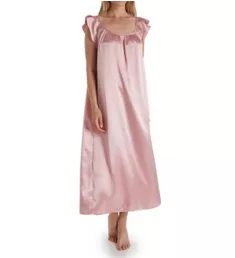 Satin Long Gown with Flutter Sleeve