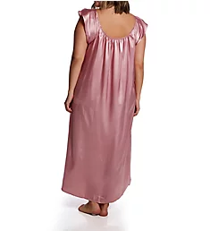 Plus Satin Long Gown with Flutter Sleeve Dusty Rose XL