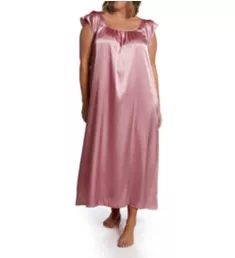 Plus Satin Long Gown with Flutter Sleeve