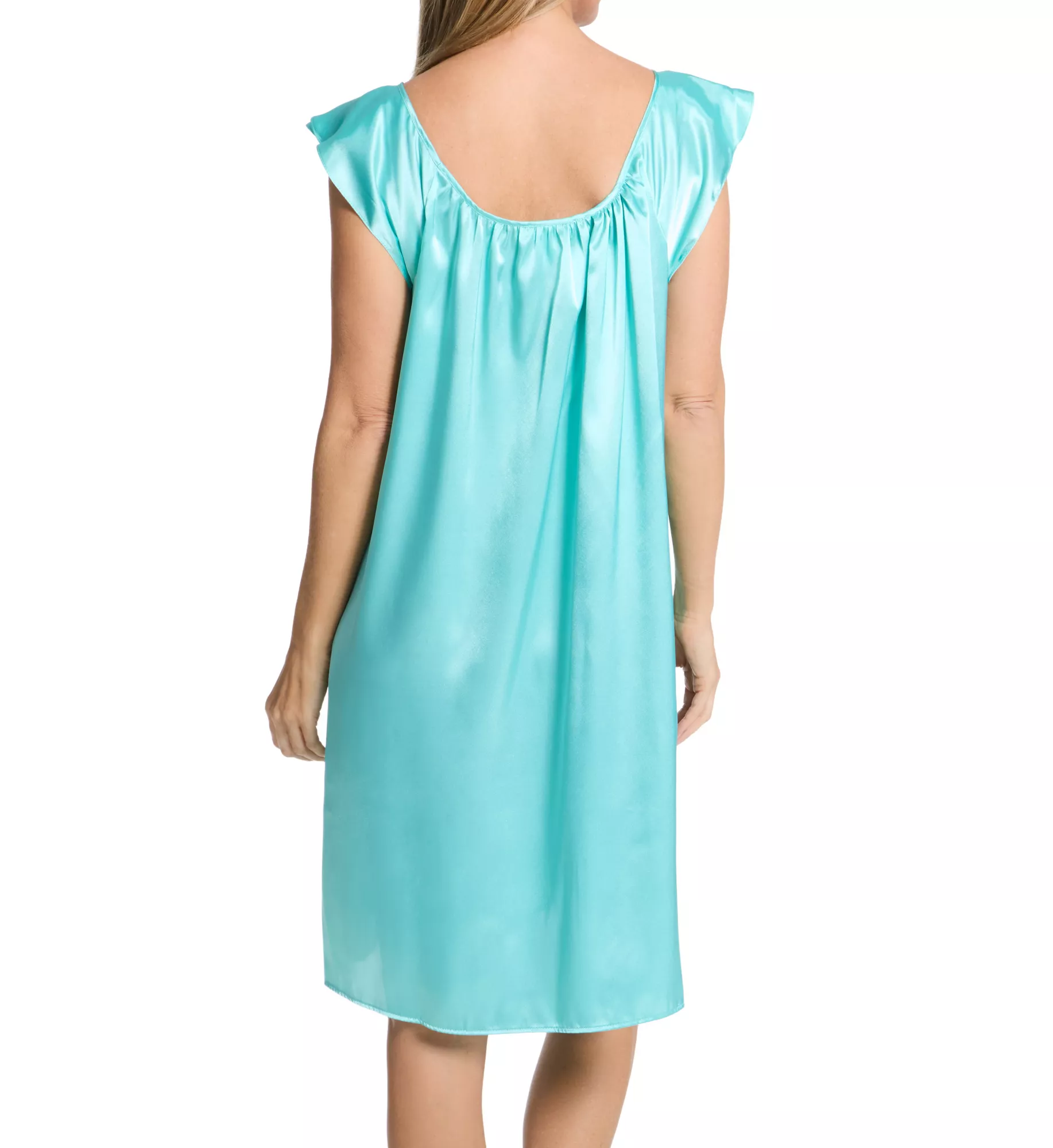 Flutter Sleeves Long Gown with Slit Dusty Blue Plus Size