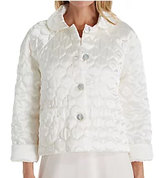 Button Front Satin Bed Jacket Ivory XS