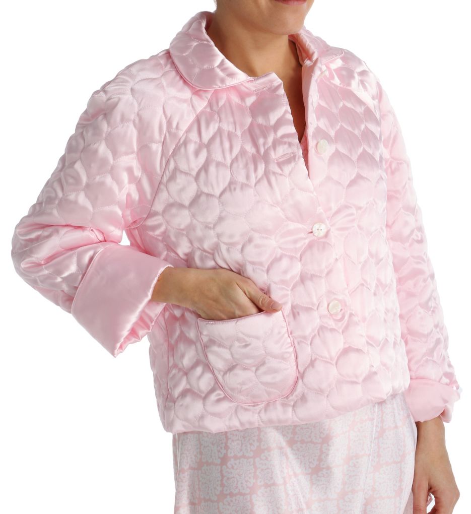 Button Front Satin Bed Jacket-acs