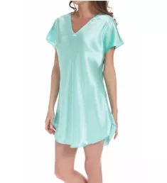 Bias Cut Satin T-Shirt Gown Aqua L