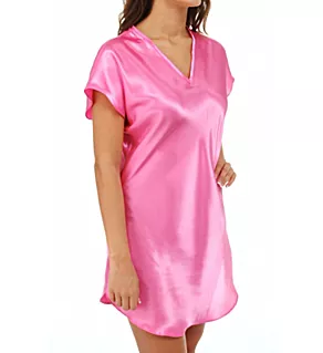 Bias Cut Satin T-Shirt Gown Candy Pink L
