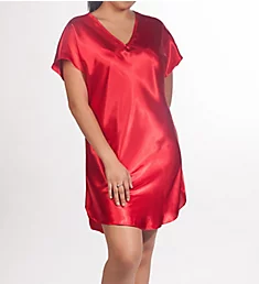 Bias Cut Satin T-Shirt Gown Red XS
