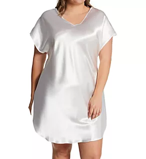 Plus Bias Cut Satin T-Shirt Gown Ivory 2X