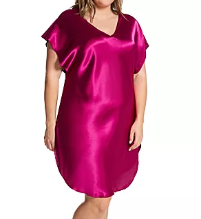 Plus Bias Cut Satin T-Shirt Gown Orchid 2X