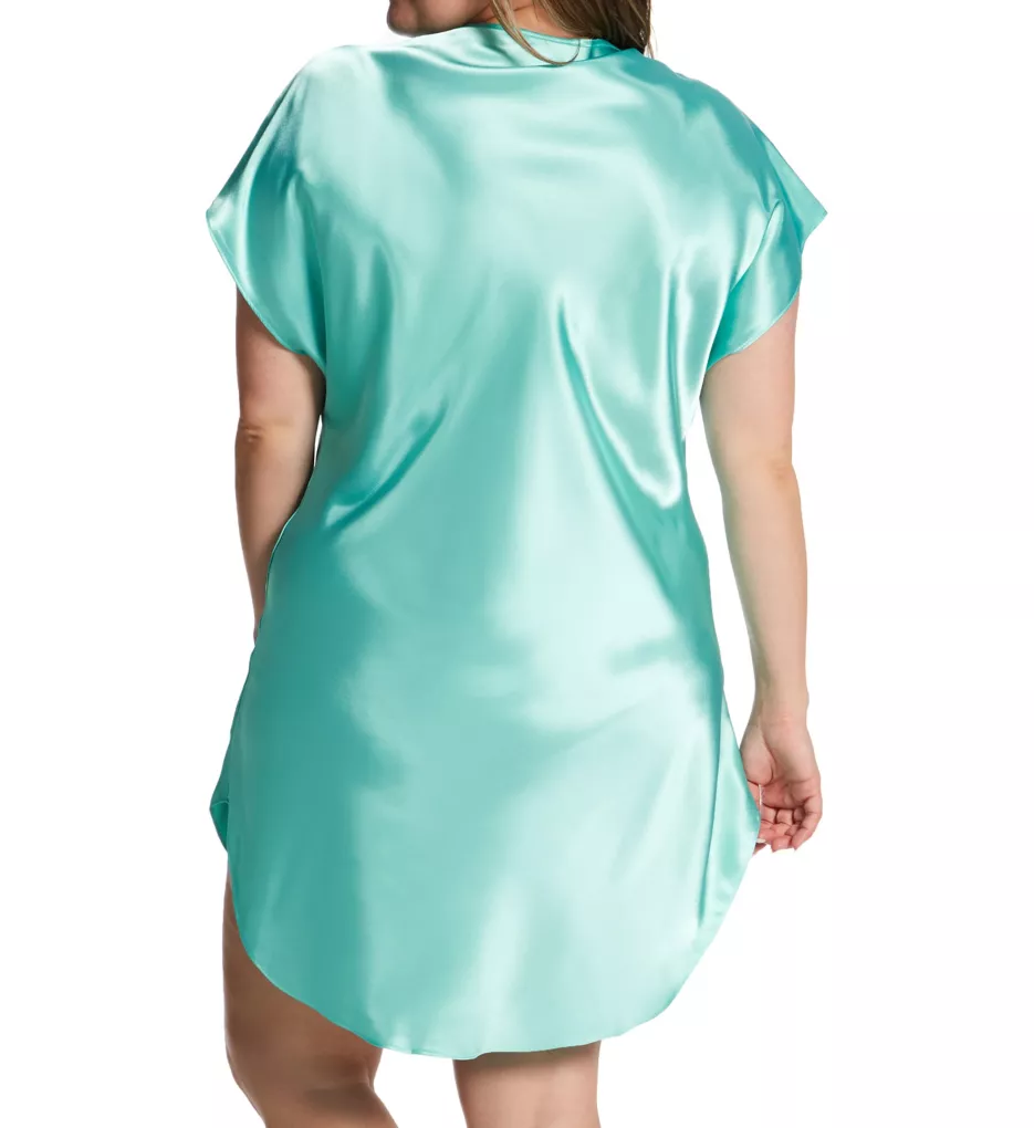 Plus Bias Cut Satin T-Shirt Gown Aqua 2X