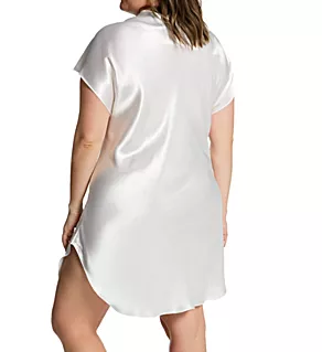 Plus Bias Cut Satin T-Shirt Gown Ivory 2X