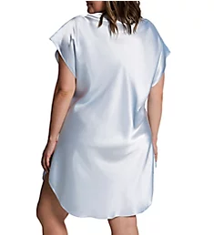 Plus Bias Cut Satin T-Shirt Gown Light Blue XL