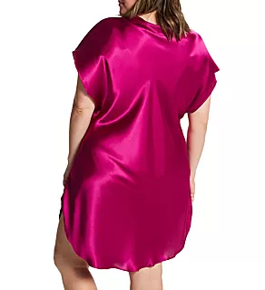 Plus Bias Cut Satin T-Shirt Gown Orchid 2X