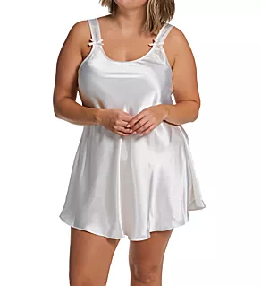 Plus Satin Bias Cut Short Gown Ivory 2X