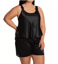 Plus Satin Camisole Short Set Black XL